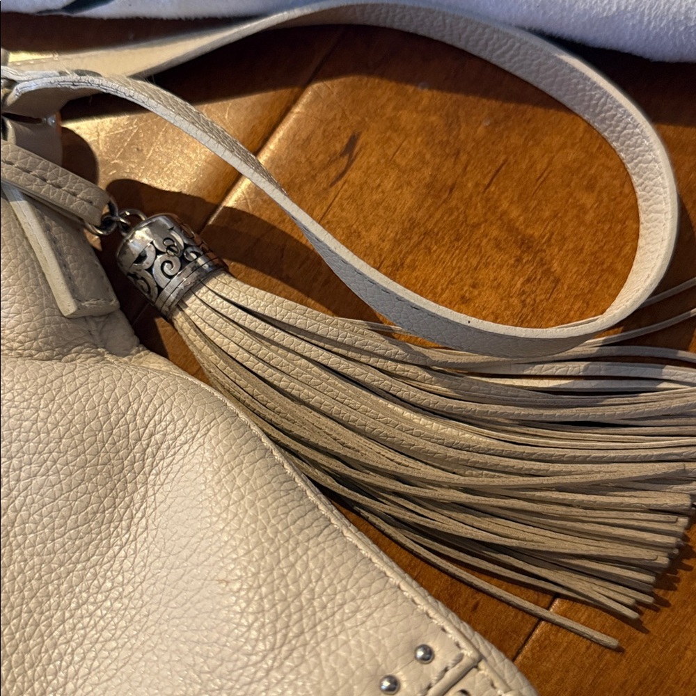 Brighton Ivory Crossbody Bag with Tassel Genuine Leather - Picture 5 of 7